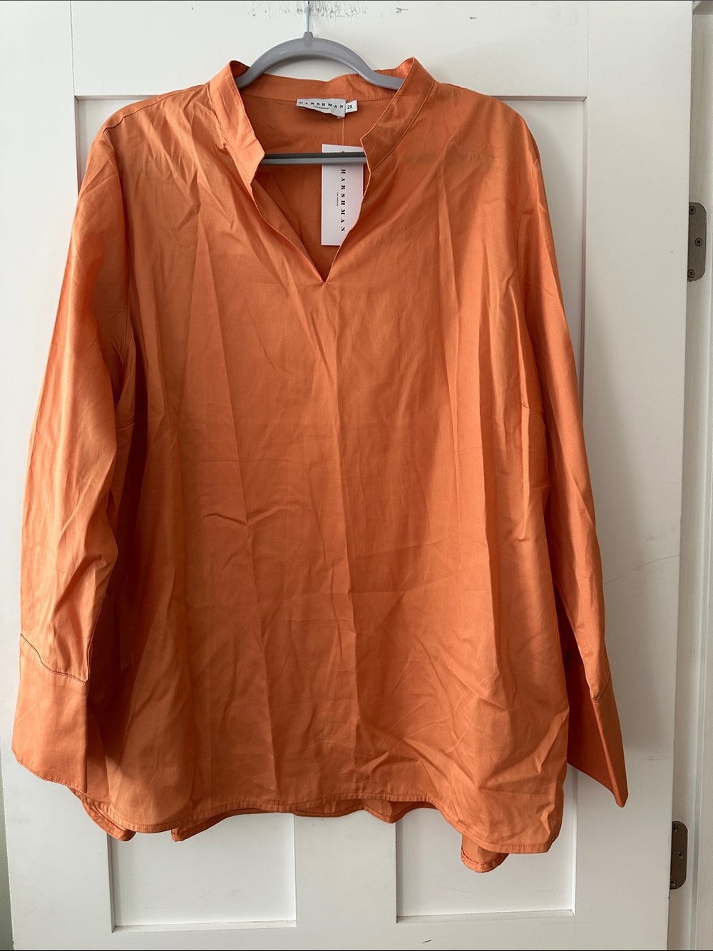 Minimal V-Neck Tunic Top in Orange 08